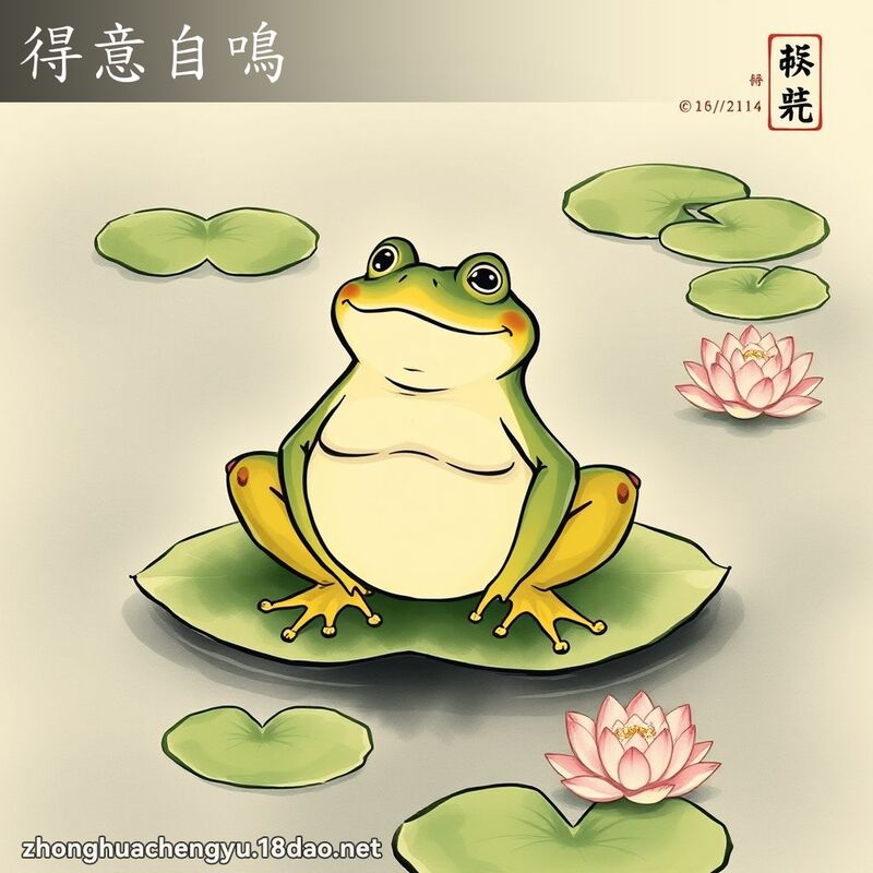 得意自鳴 - 中華成語配圖