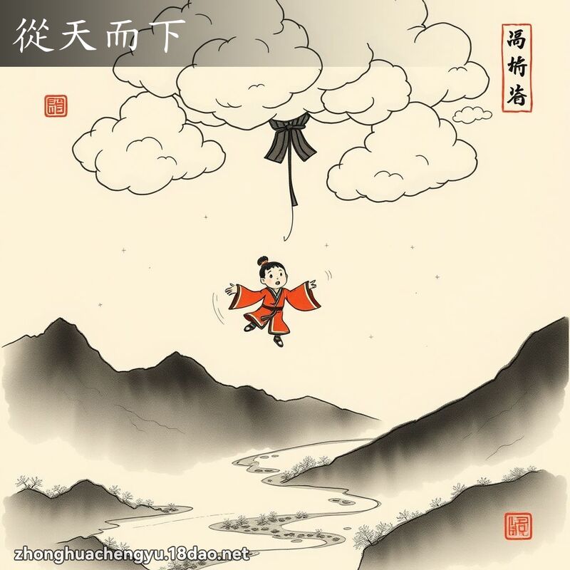 從天而下 - 中華成語配圖