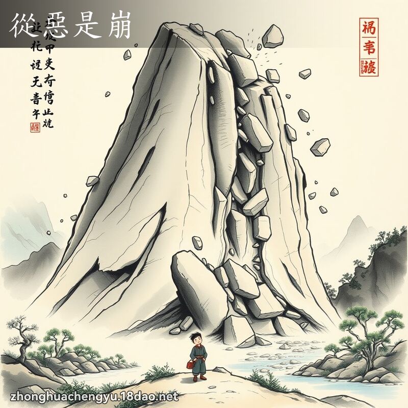 从恶是崩 - 中华成语配图