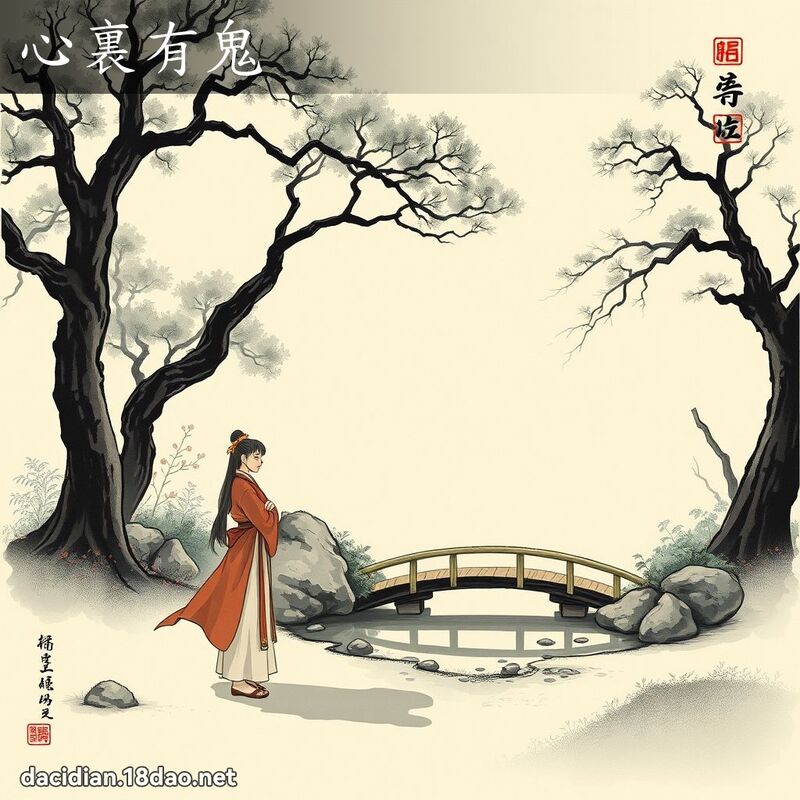 心裏有鬼 - 中华成语配图