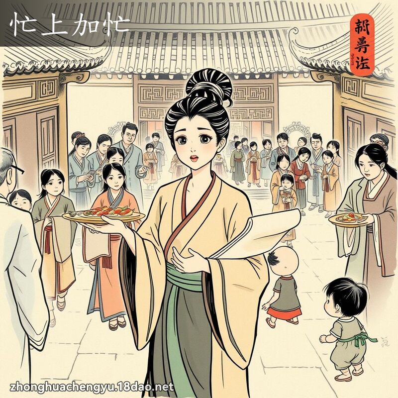 忙上加忙 - 中华成语配图
