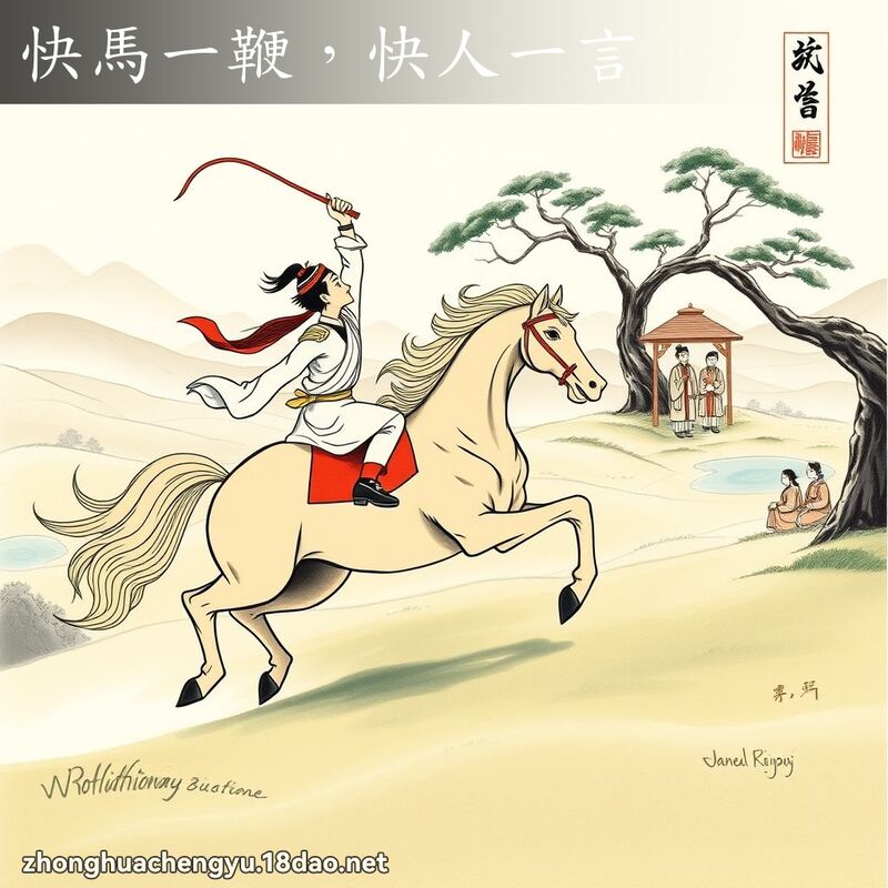 快馬一鞭，快人一言 - 中華成語配圖