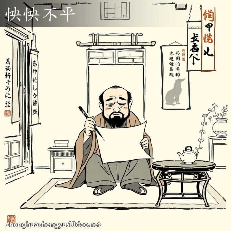 怏怏不平 配图
