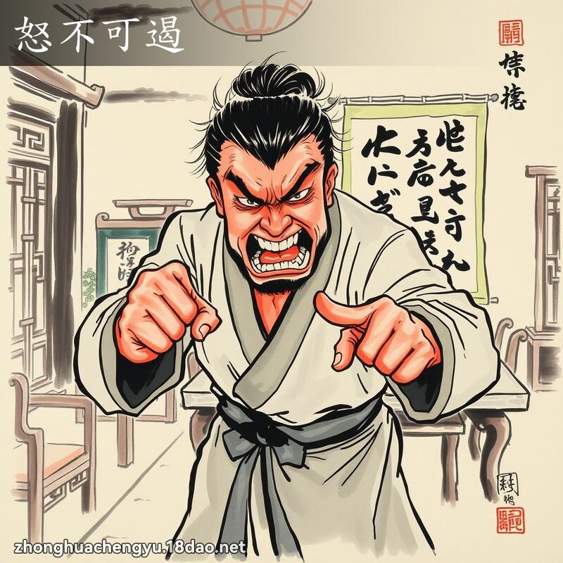 怒不可遏 - 中华成语配图