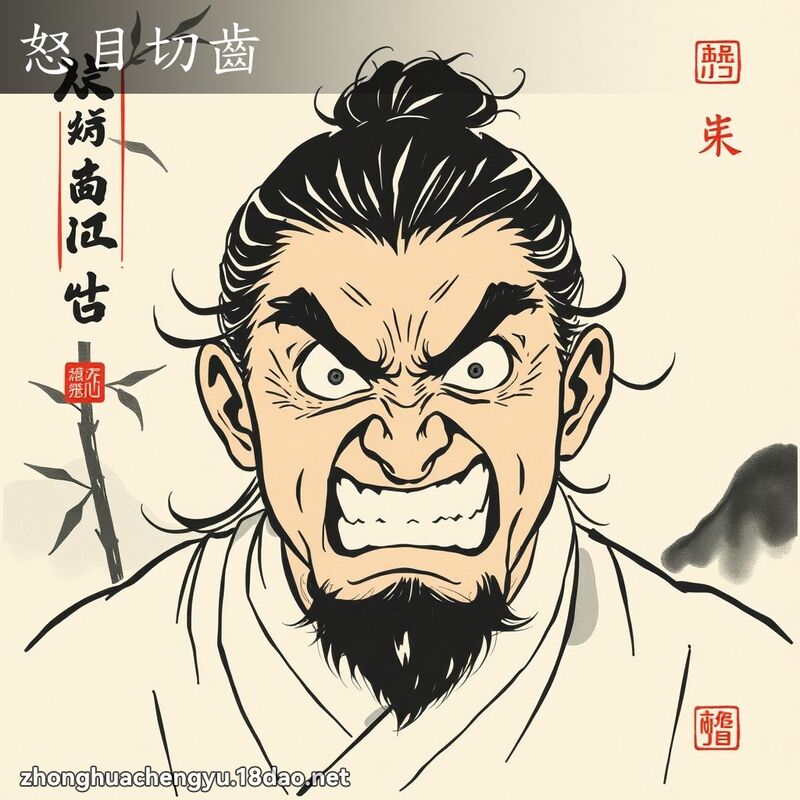 怒目切齿 - 中华成语配图