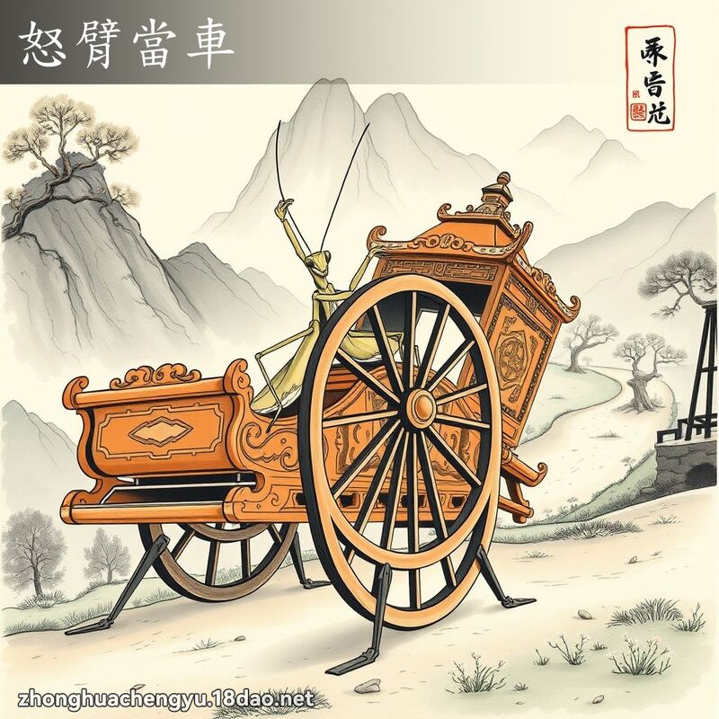 怒臂當車 - 中華成語配圖