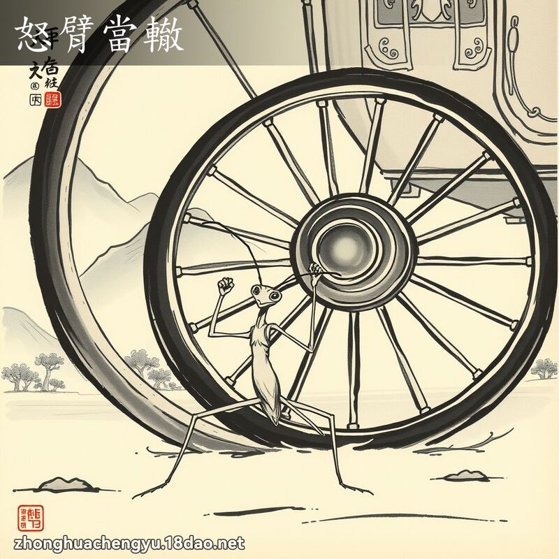 怒臂當轍 - 中華成語配圖