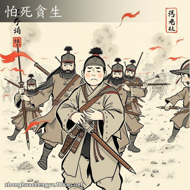 怕死贪生 - 中华成语配图