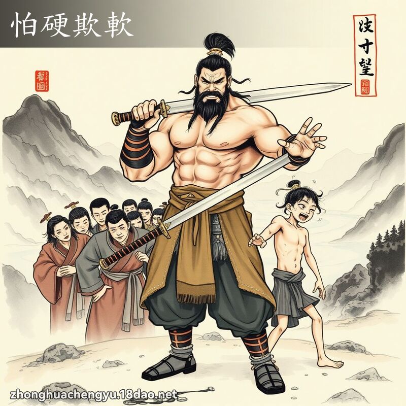 怕硬欺軟 - 中華成語配圖