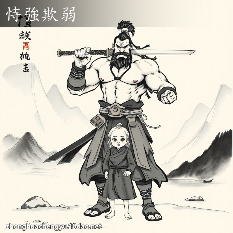 恃強欺弱 - 中華成語配圖