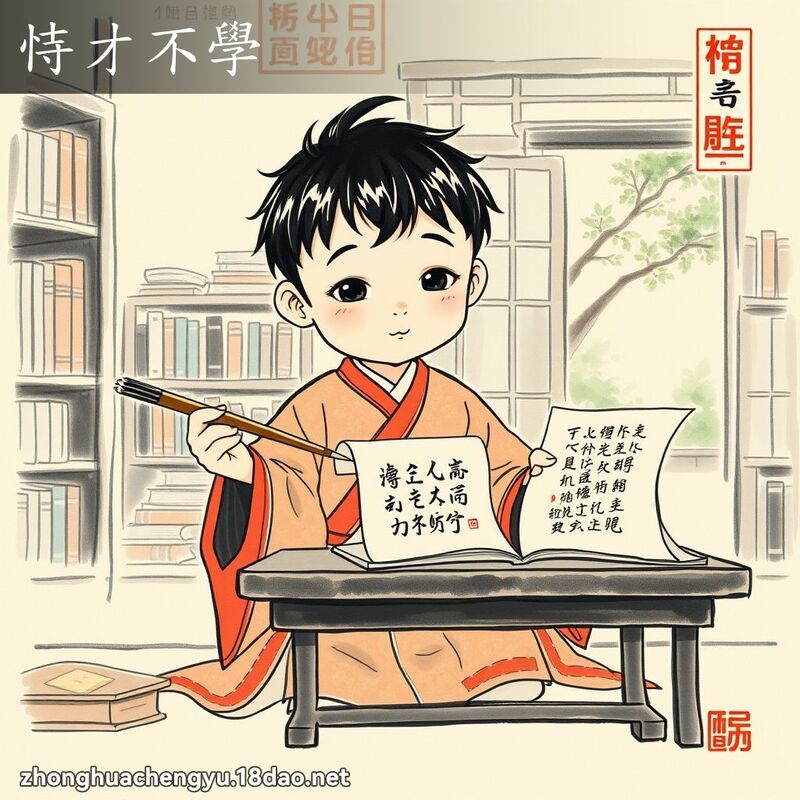 恃才不學 - 中華成語配圖