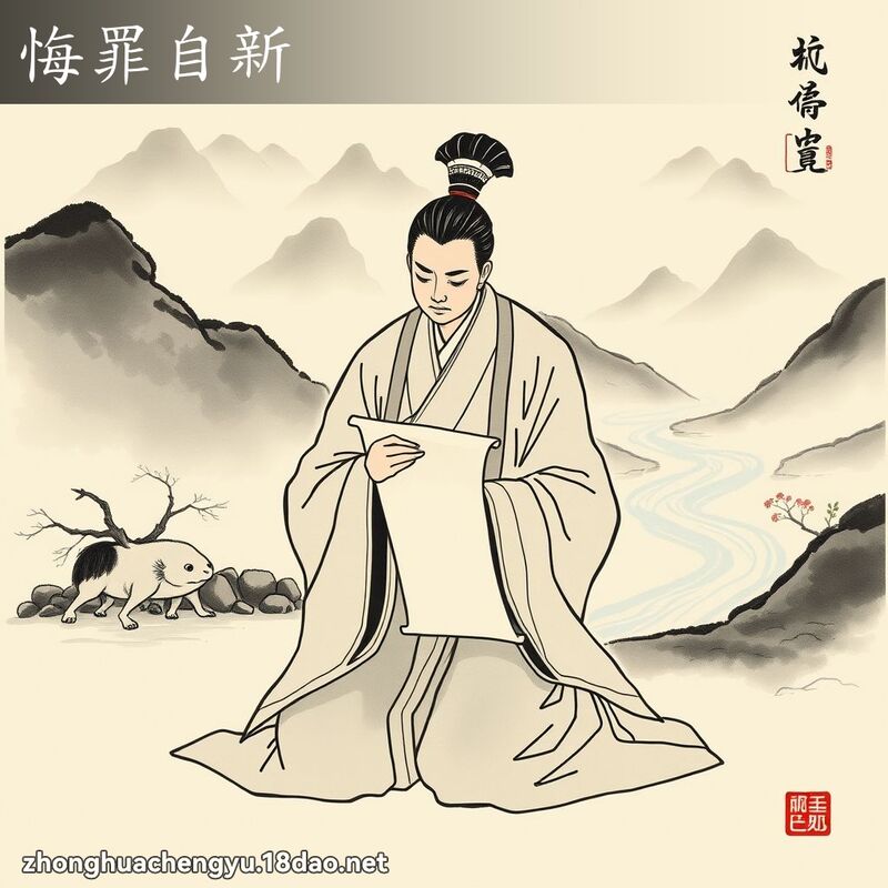 悔罪自新 - 中华成语配图