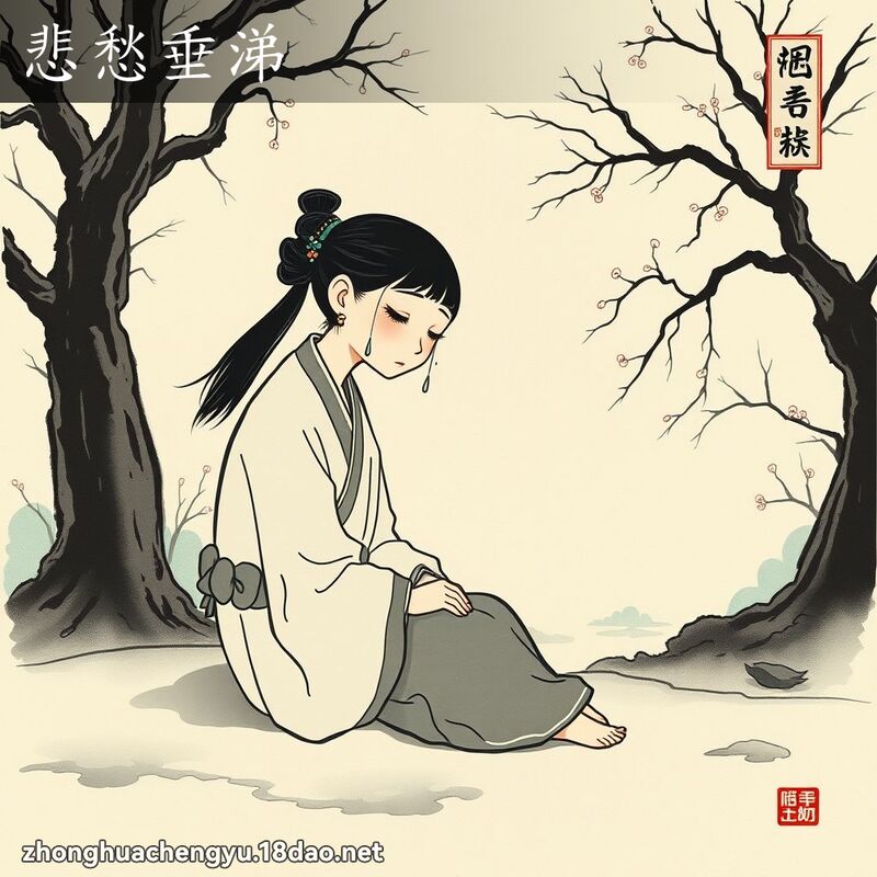 悲愁垂涕 - 中華成語配圖
