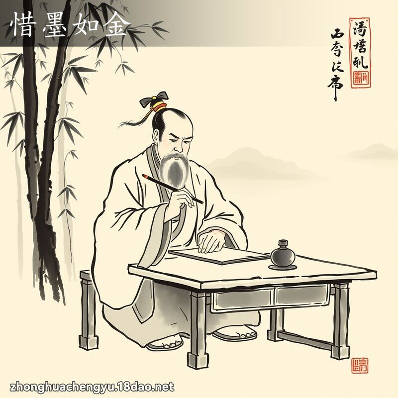 惜墨如金 - 中華成語配圖