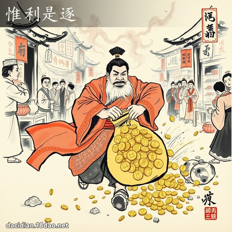 惟利是逐 - 中华成语配图