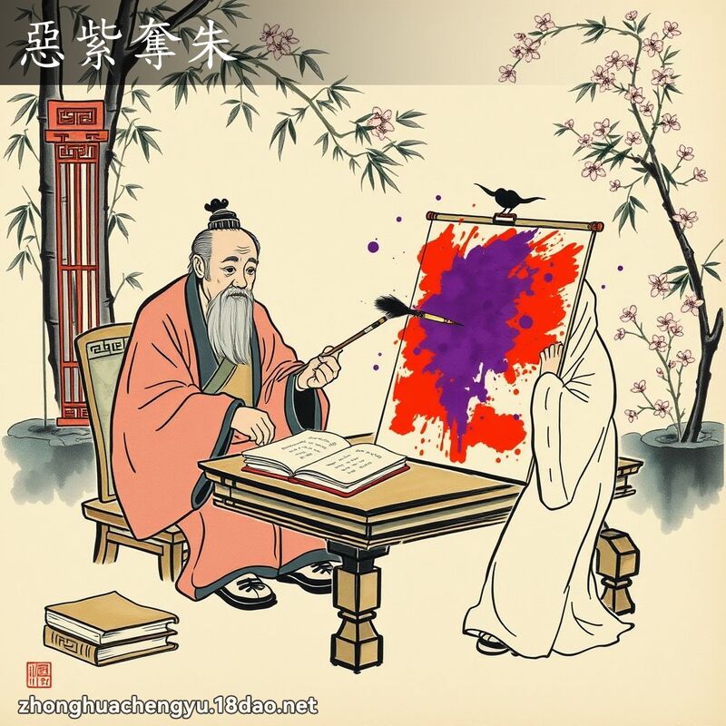 恶紫夺朱 - 中华成语配图