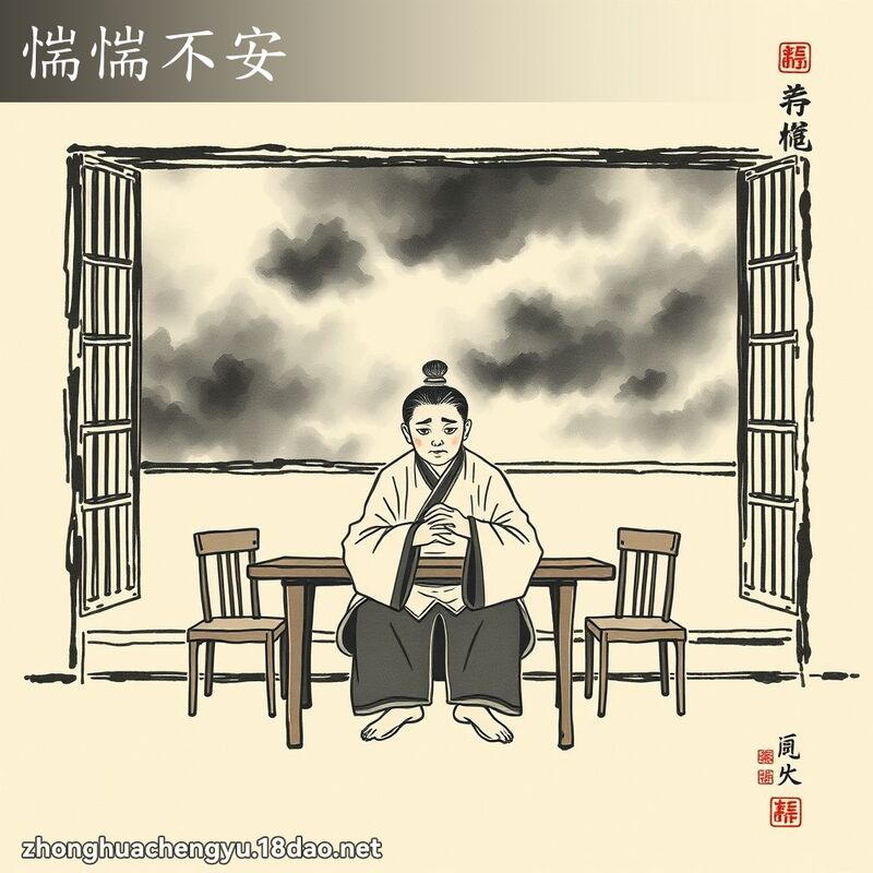 惴惴不安 - 中华成语配图