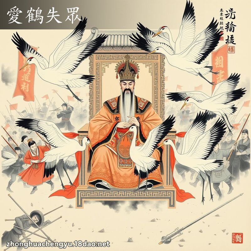 愛鶴失眾 - 中華成語配圖