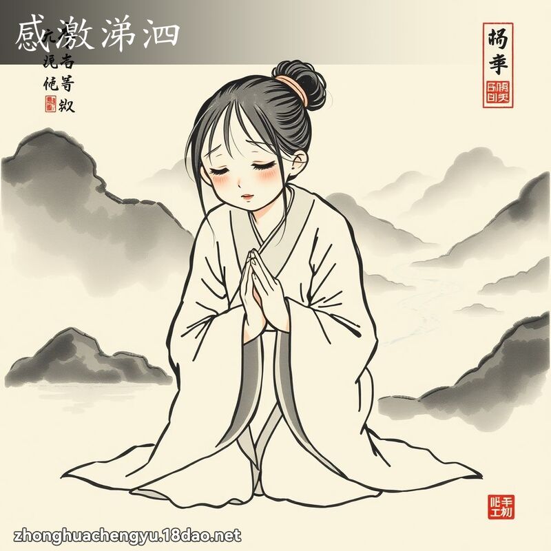 感激涕泗 - 中華成語配圖
