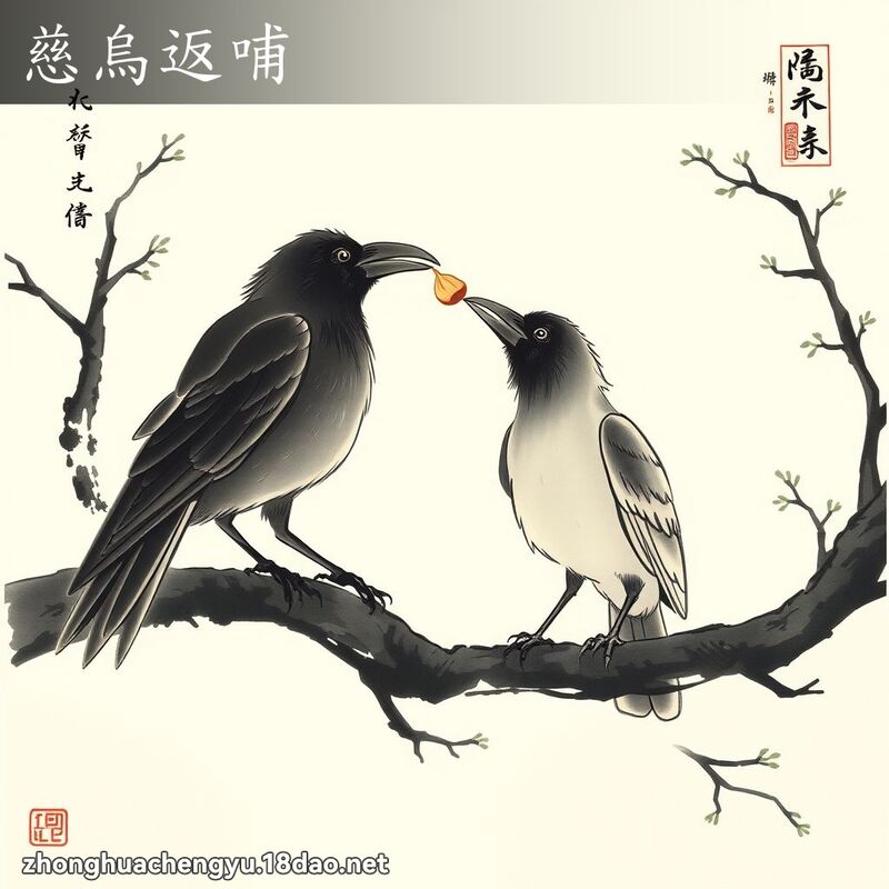 慈乌返哺 配图