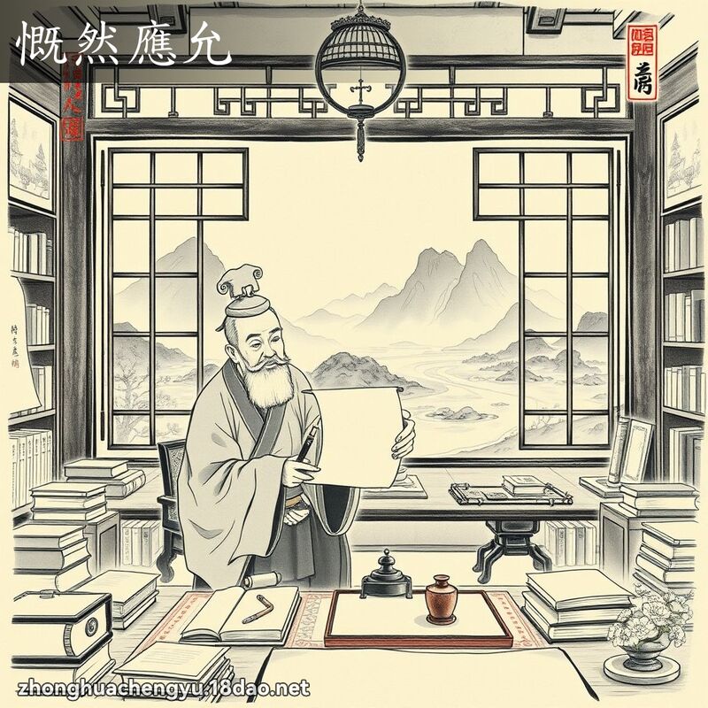 慨然應允 配图