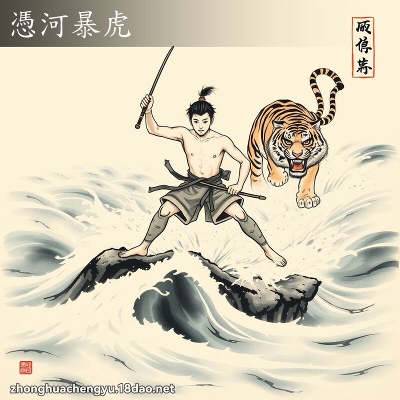憑河暴虎 - 中華成語配圖