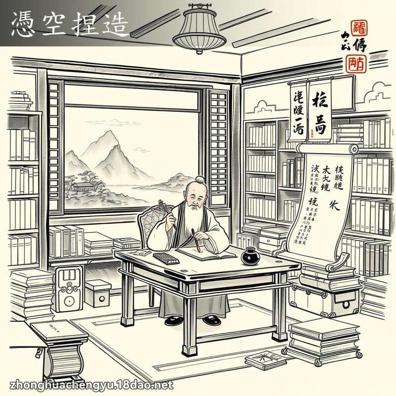 憑空捏造 - 中華成語配圖