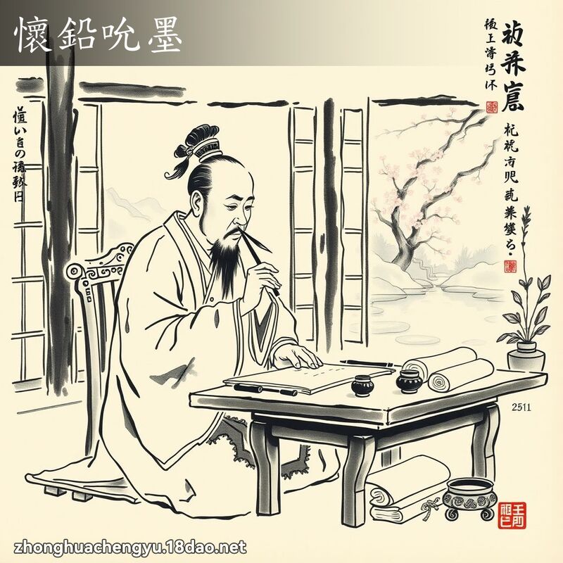 懷鉛吮墨 配图