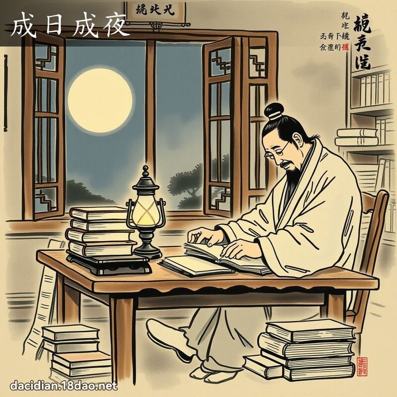 成日成夜 - 中华成语配图