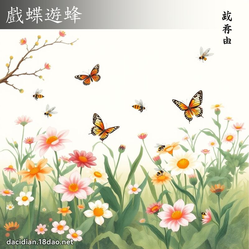 戲蝶遊蜂 - 中華成語配圖