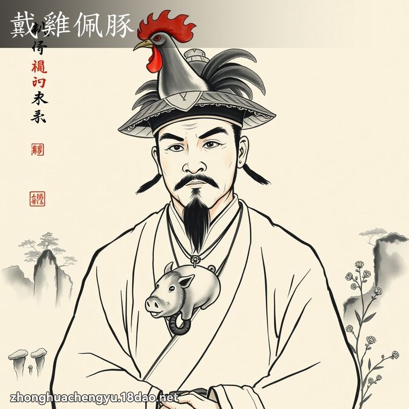戴雞佩豚 配图