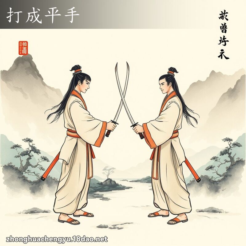 打成平手 - 中華成語配圖