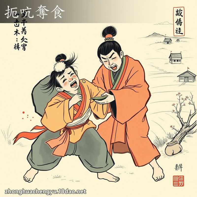 扼吭奪食 - 中華成語配圖