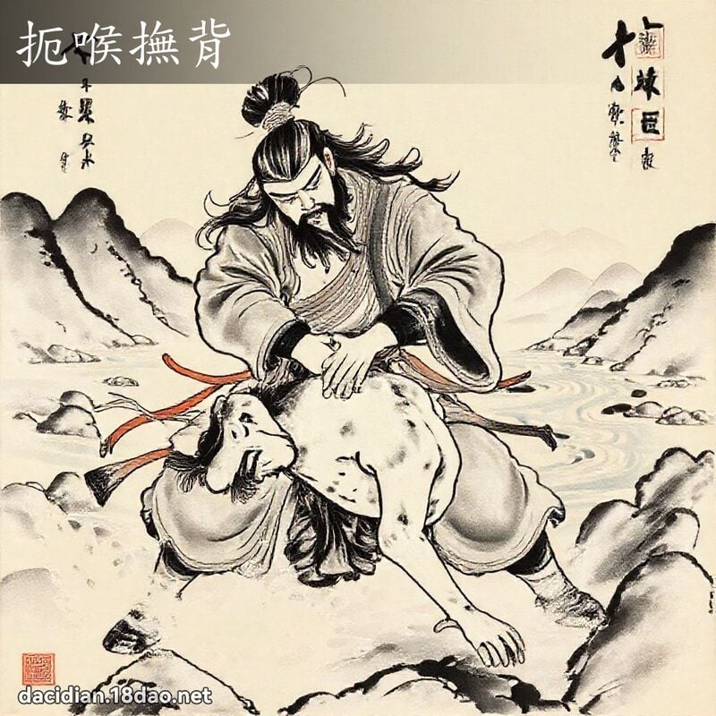 扼喉撫背 - 中華成語配圖
