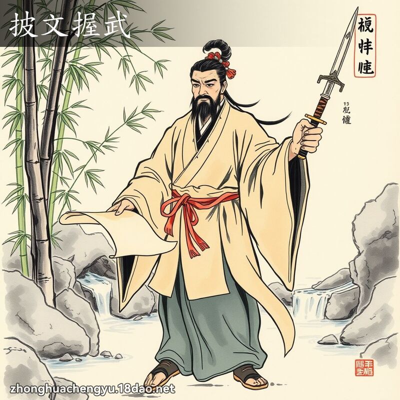 披文握武 配图