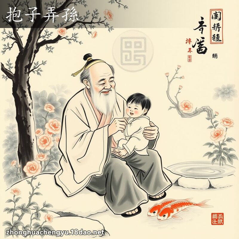 抱子弄孫 配图
