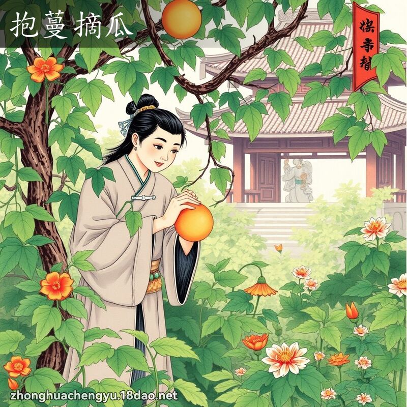 抱蔓摘瓜 配图