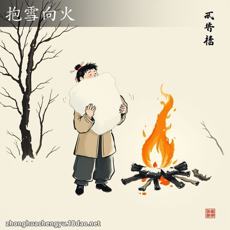抱雪向火 配图