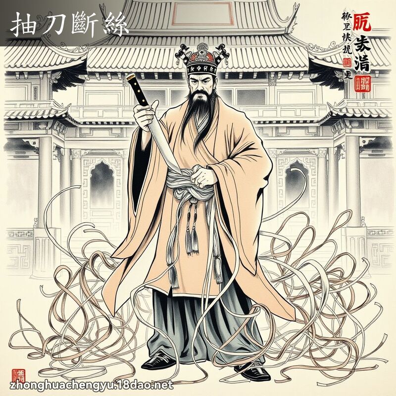 抽刀斷絲 配图