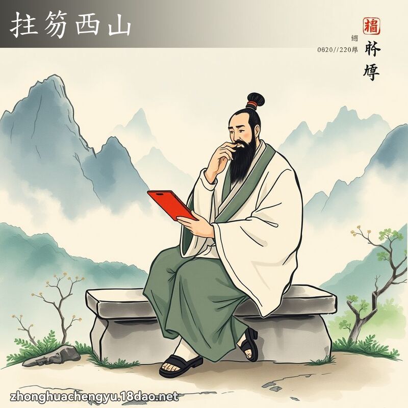 拄笏西山 配图