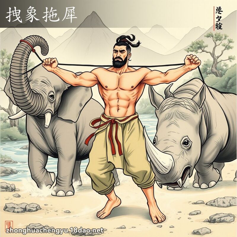 拽象拖犀 配图