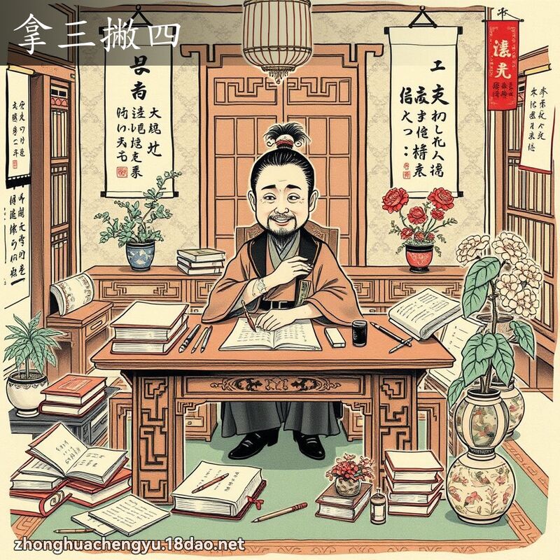 拿三撇四 配图