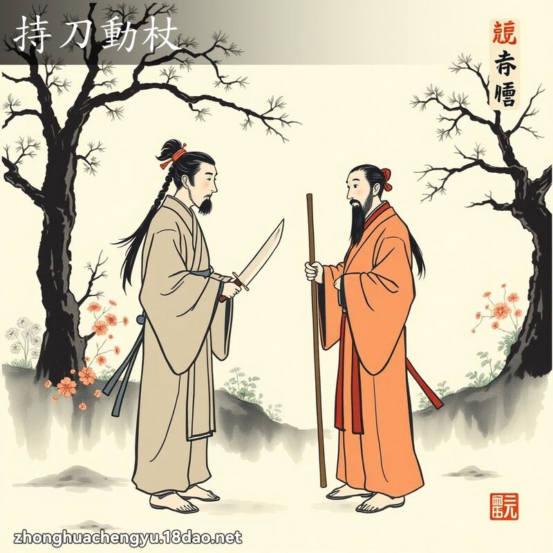 持刀動杖 配图