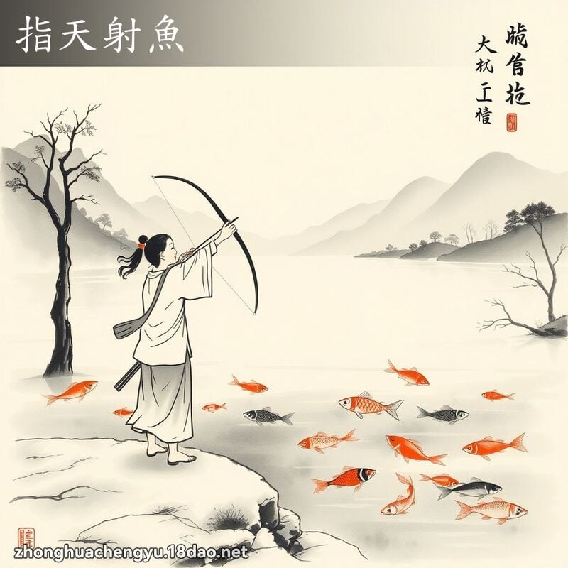 指天射魚 配图
