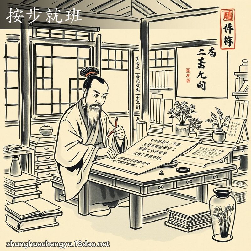 按步就班 配图