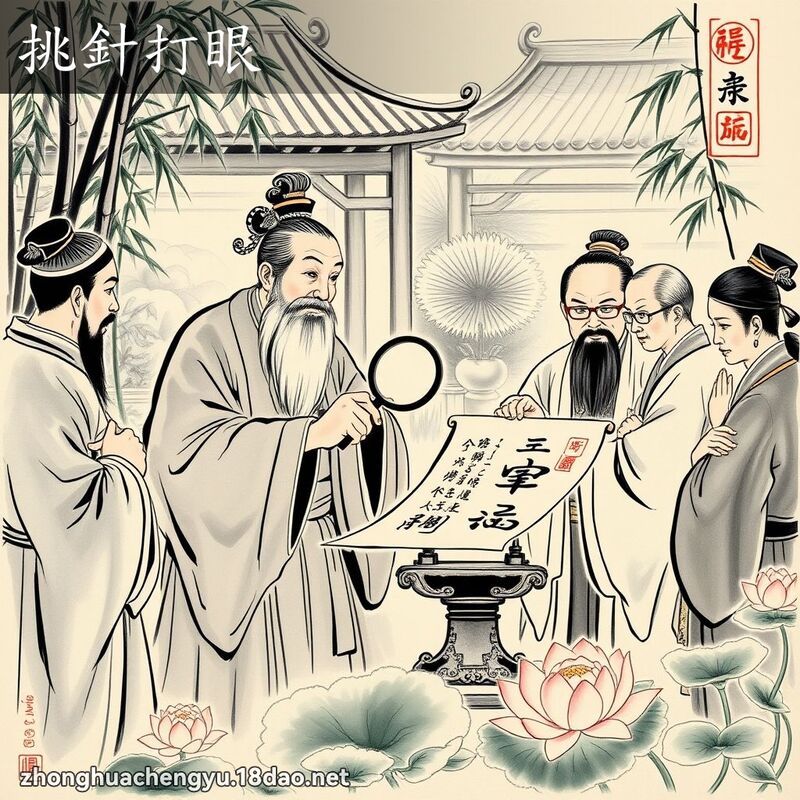 挑針打眼 配图