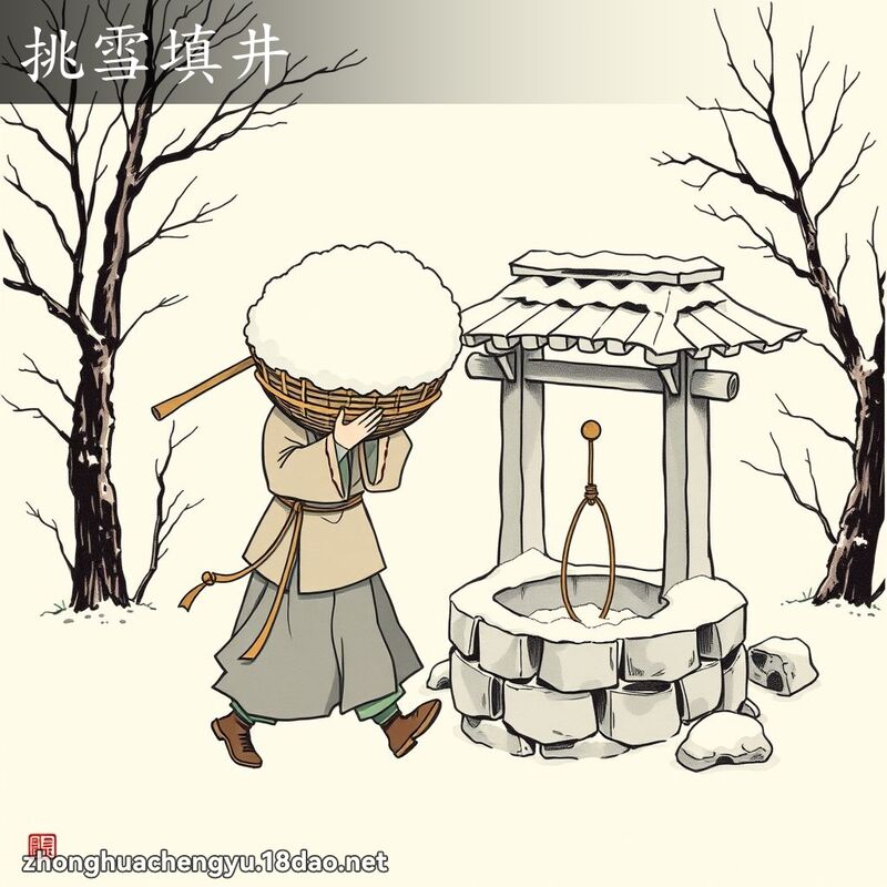 挑雪填井 配图