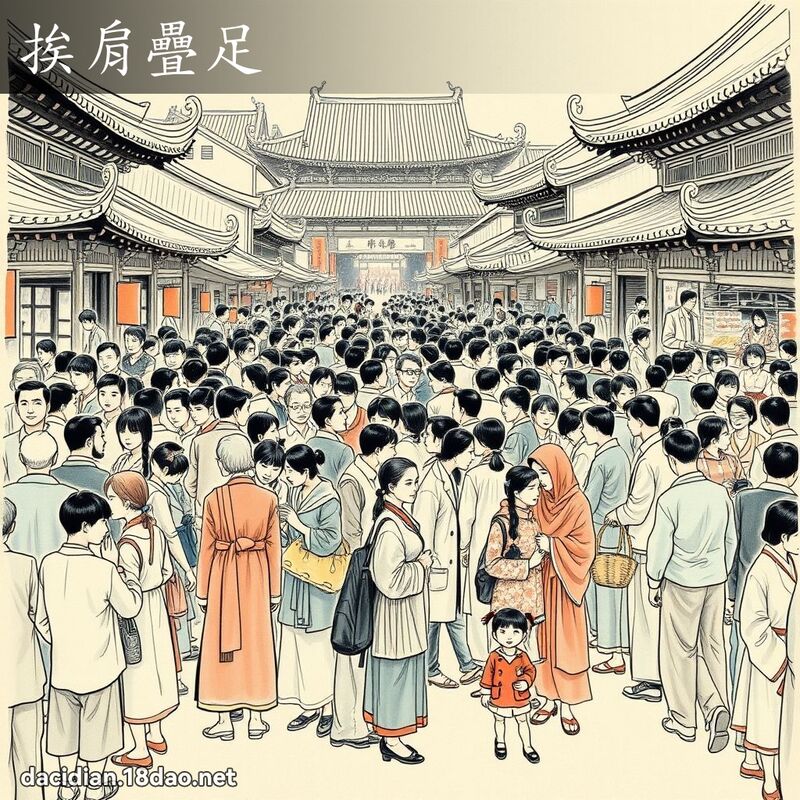 挨肩疊足 - 中華成語配圖