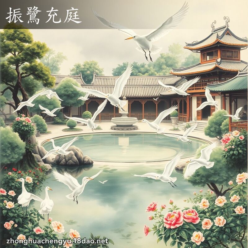 振鷺充庭 配图