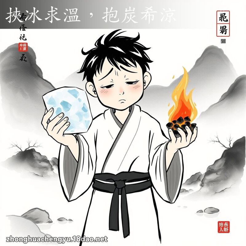 挾冰求溫,抱炭希涼 配图